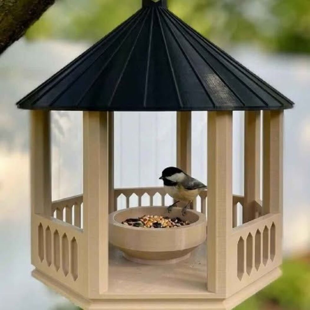 Modern Gazebo Bird Feeder – 3D Printed & Weatherproof